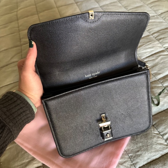 Kate Spade Black Locket Large Flap Shoulder Bag - Picture 7 of 10